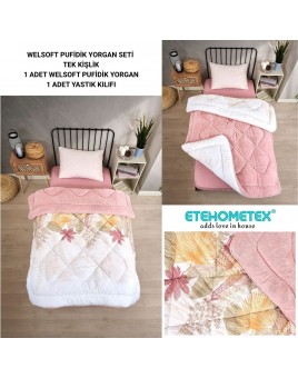 ETE HOMETEX TEK KİŞİLİK LÜX WELSOFT YORGAN ALENA PUDRA 155X215CM 8696474231928